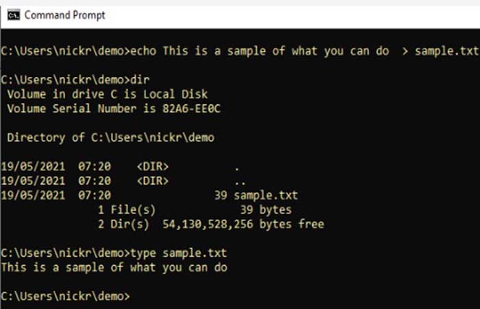Crear un archivo en el símbolo del sistema