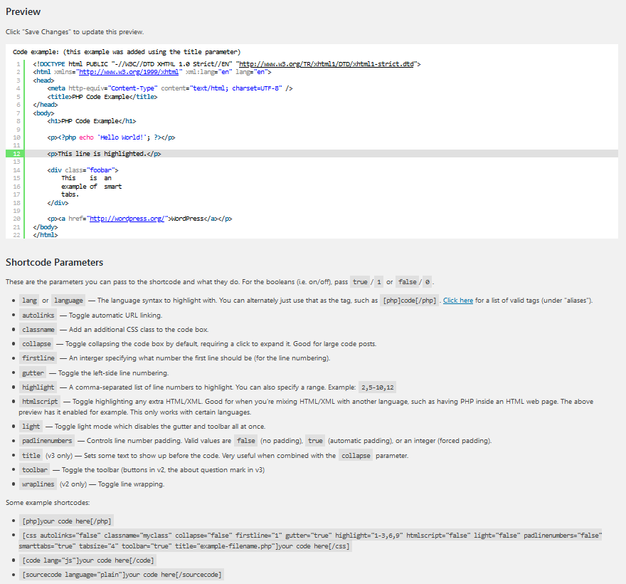 Fragmentos de código resaltados