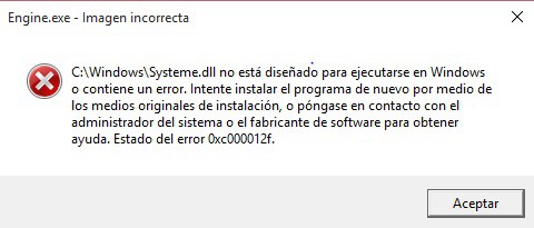 Error de imagen no válida