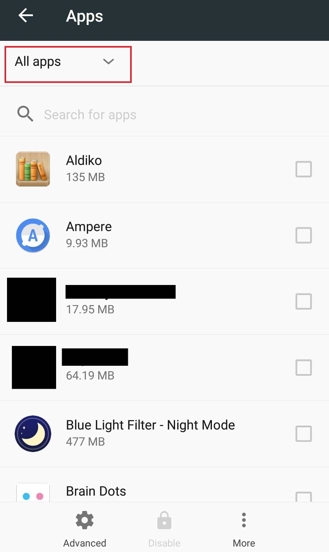 Opción Todas las aplicaciones.  Cómo ver las aplicaciones de Android