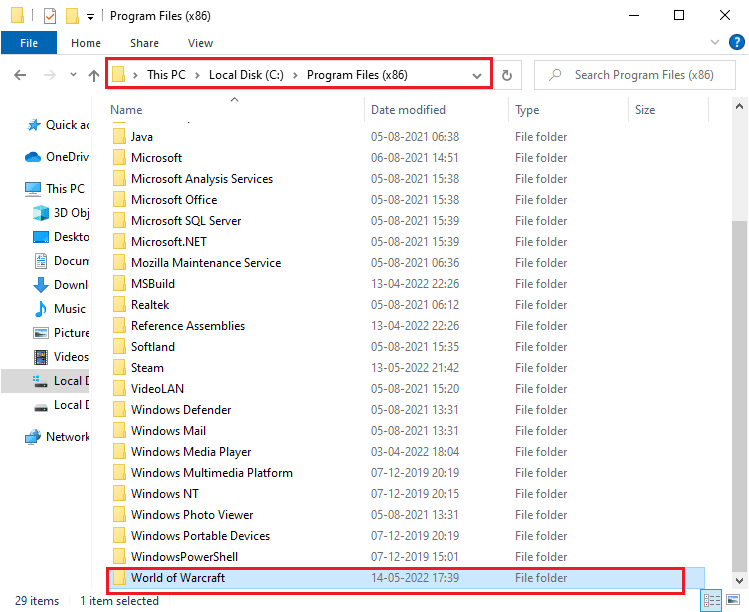 navegue a C Archivos de programa 86 Ubicación de World of Warcraft