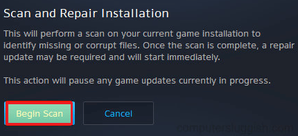 haga clic en Comenzar escaneo.  Cómo reparar el error de la aplicación WoW 64 EXE
