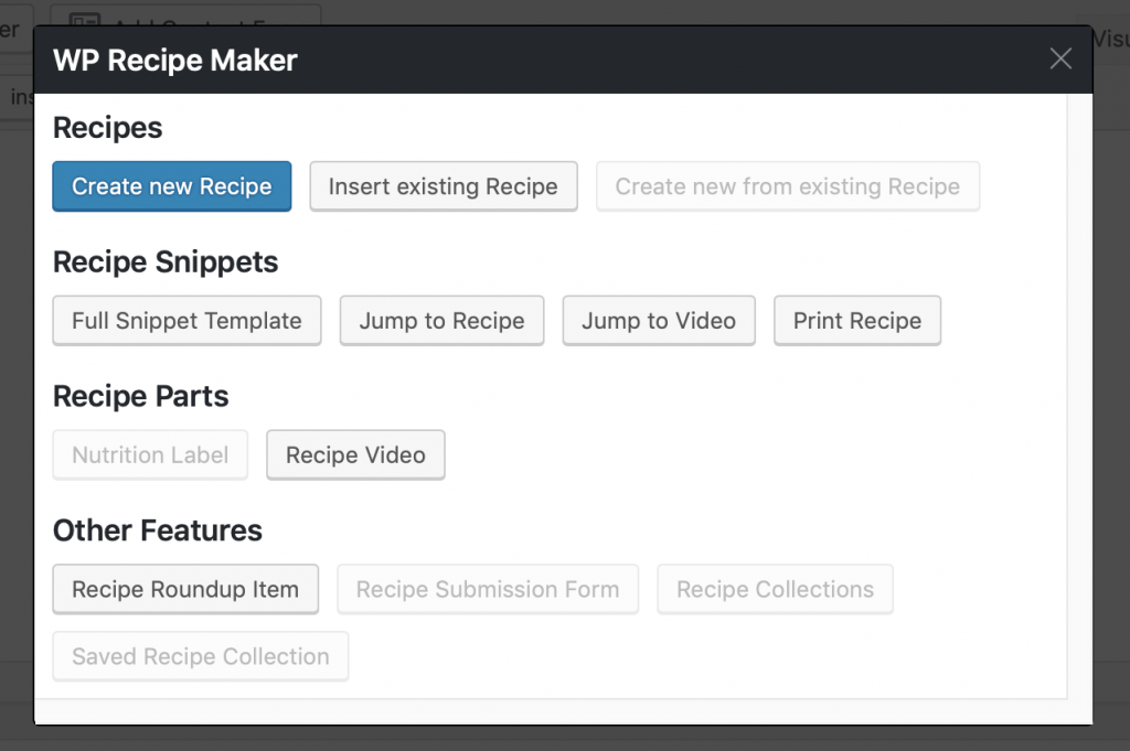 Creador de recetas WP