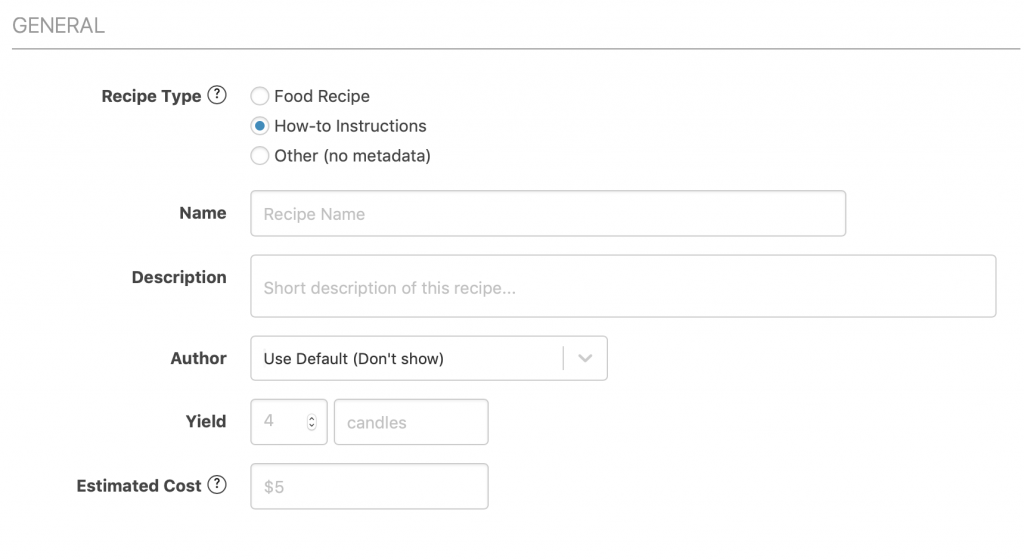 Creador de recetas WP
