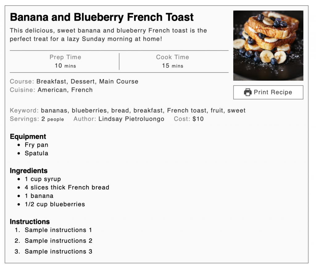 Creador de recetas WP