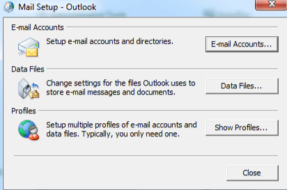 eliminar perfil de Outlook