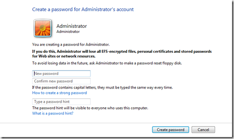 crear una contraseña en Windows Vista
