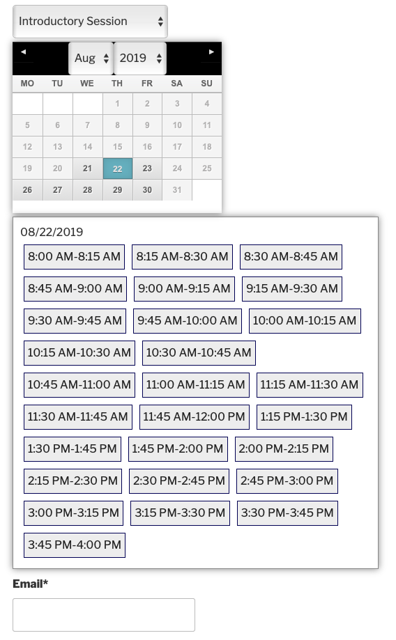 Complemento para reservar horas de visita