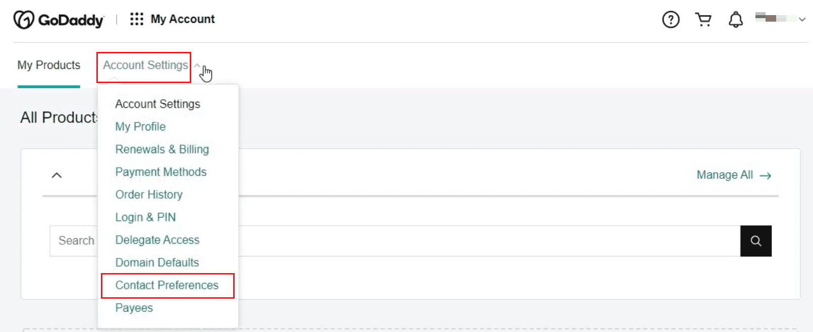 Haga clic en Configuración de la cuenta - Preferencias de contacto