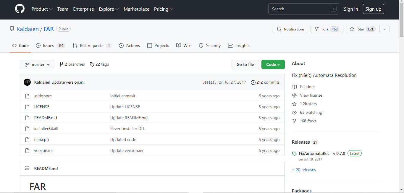 Descargar mod FAR.  Solucione el problema de resolución de pantalla completa en NieR