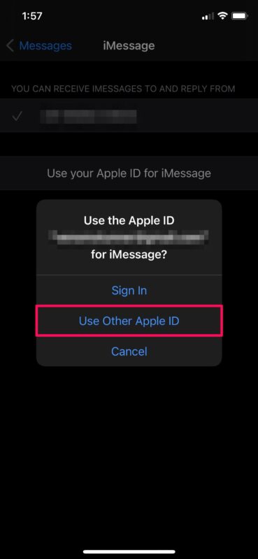 Cómo cambiar la ID de Apple para iMessage en iPhone y iPad