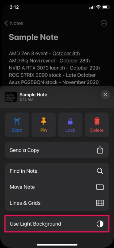 Cómo cambiar el fondo de las notas en iPhone y iPad