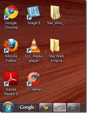 pequeña barra de tareas de Windows 7