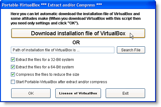 Cuadro de diálogo Portable-VirtualBox