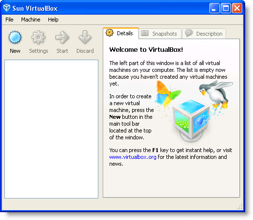 Ventana principal de Virtual Box