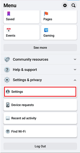 En el menú desplegable, toca Configuración.