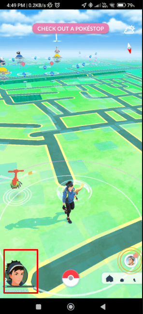 Toque el ícono de su personaje presente al comienzo de la barra de menú inferior para abrir el menú de personaje. 