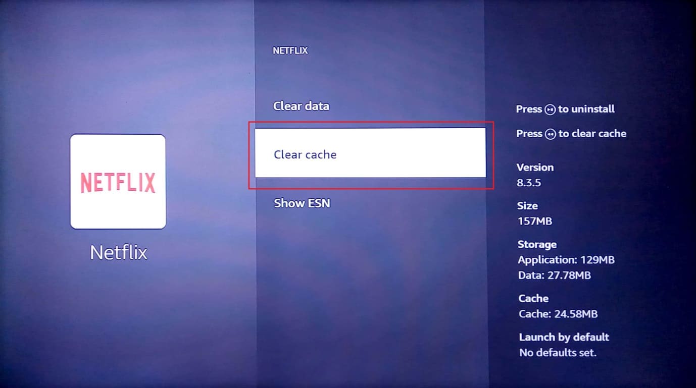 Presiona en borrar caché. Solucione el problema lento de Amazon Fire Stick
