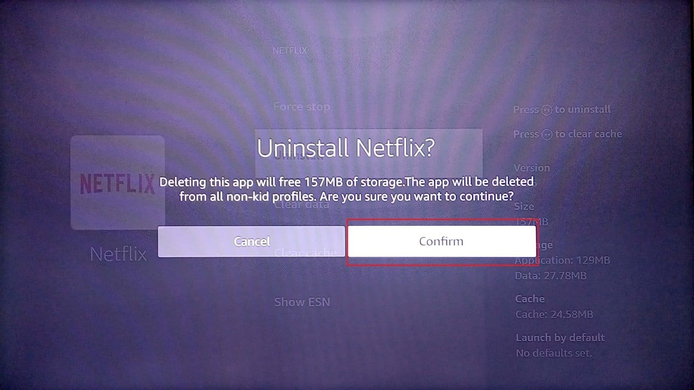 Presiona en confirmar. Solucione el problema lento de Amazon Fire Stick