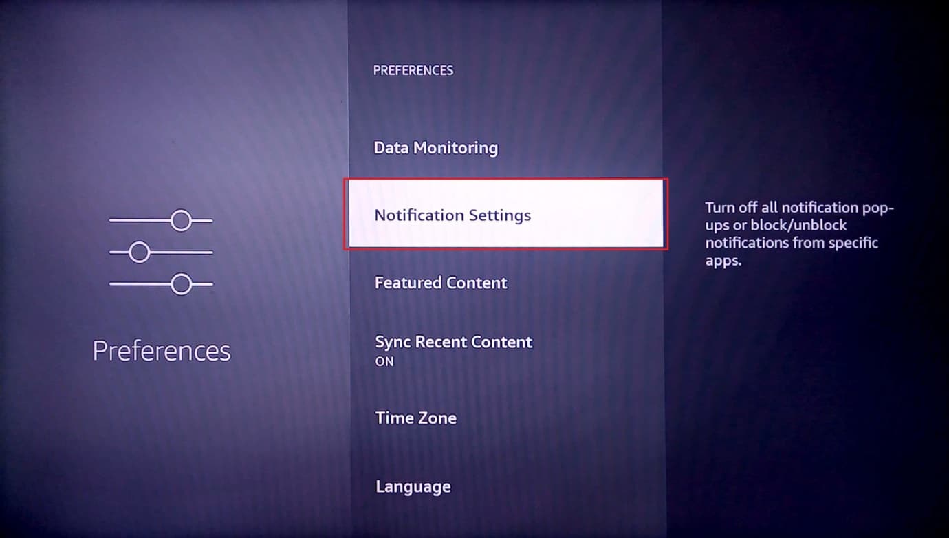 configuración de las notificaciones. cómo mejorar el rendimiento de Firestick