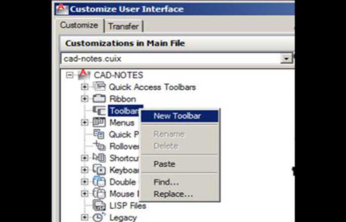 Crear una nueva barra de herramientas