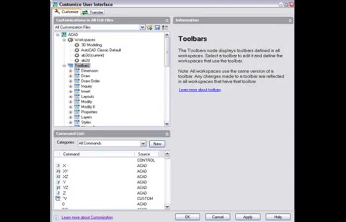 Mostrar barra de herramientas en Autocad