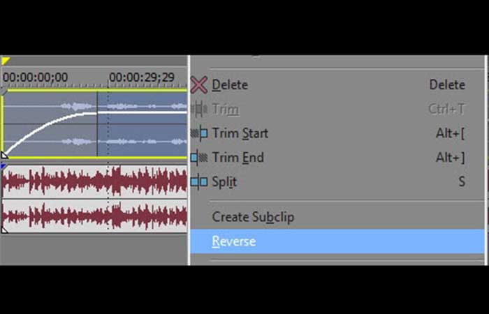 Clip de audio inverso