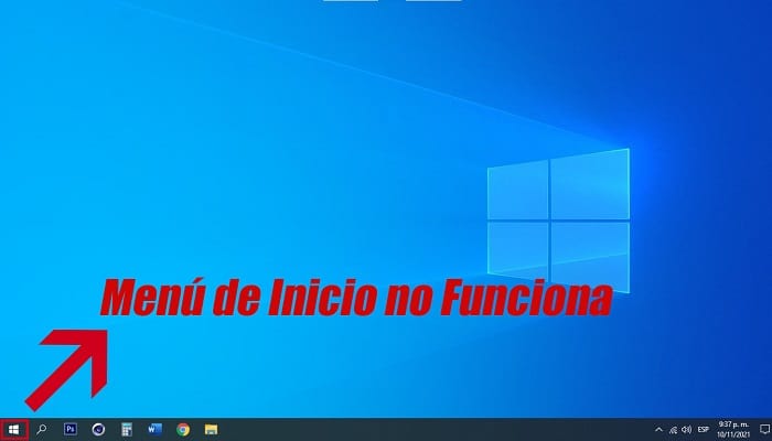 Menú de inicio no funciona