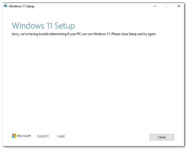 Error Tenemos Problemas Para Detectar Ejecución De W11