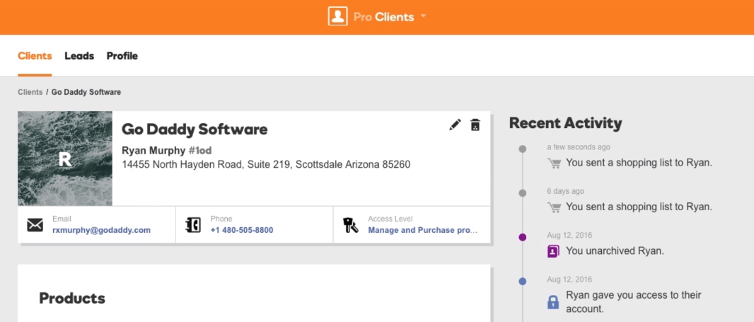 Tablero de sitios profesionales.
