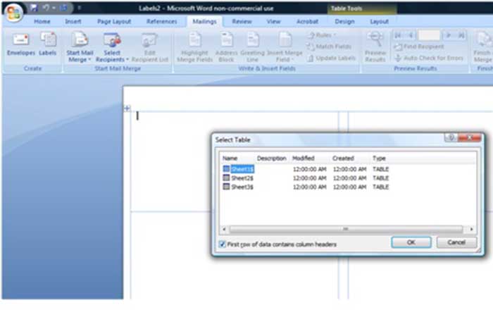 Importar datos de Excel a una tabla de Word