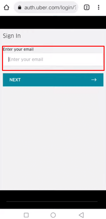 Ingrese su identificación de correo electrónico registrada y luego abra su bandeja de entrada de Gmail y busque el correo electrónico de Uber que solicita la Solicitud de inicio de sesión y otorga la solicitud de inicio de sesión a la aplicación Uber.