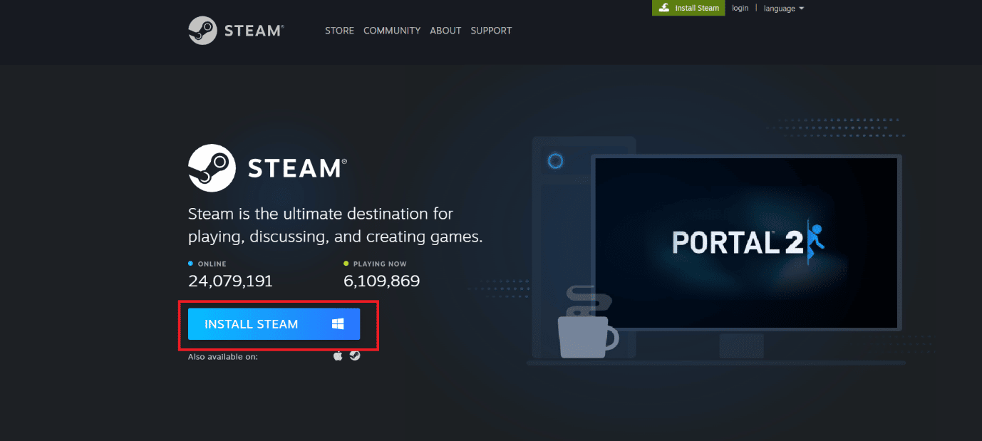 haga clic en Instalar Steam.  Solucionar el error fatal de riesgo de lluvia en la acción número 1