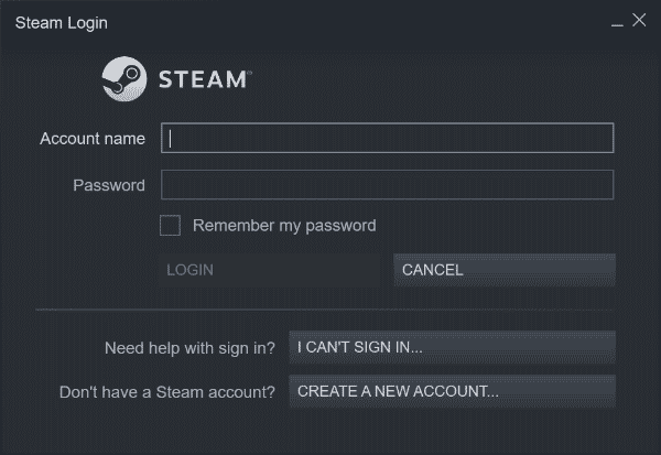 inicia sesión con tus credenciales de Steam.  Solucionar el error fatal de riesgo de lluvia en la acción número 1