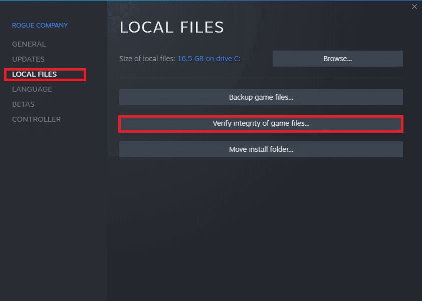 Ahora, cambie a la pestaña ARCHIVOS LOCALES y haga clic en Verificar la integridad de los archivos del juego... Arreglar Steam Remote Play que no funciona en Windows 10