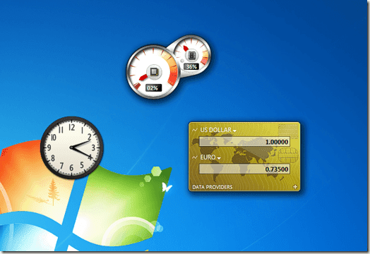 Gadgets flotando en el escritorio de Windows 7