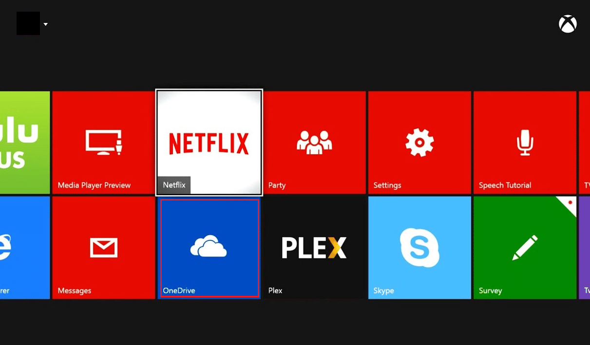 abra la aplicación OneDrive en su Xbox