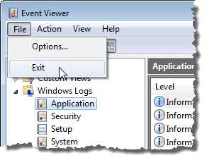 Cerrar el Visor de eventos