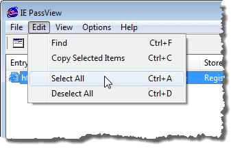 Selección de un elemento mediante el menú Editar