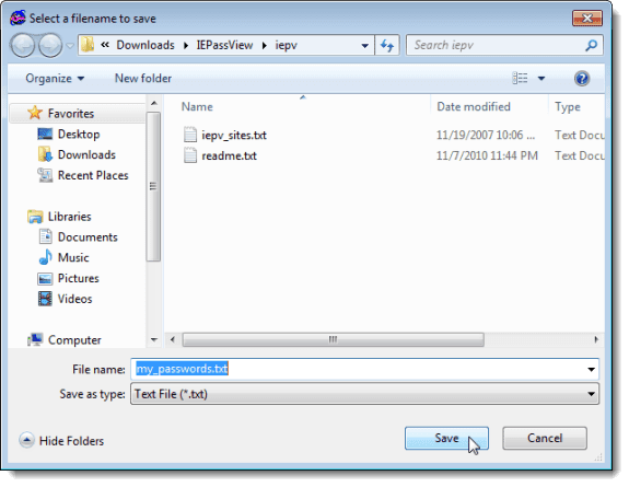 Guardar contraseñas en el archivo de texto