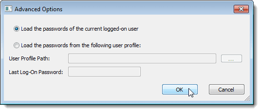 Diálogo de opciones avanzadas