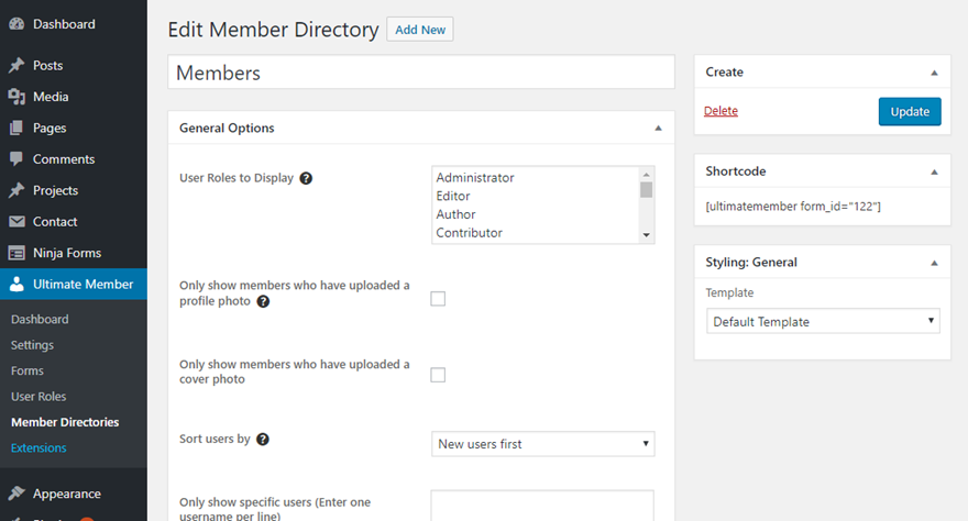 Página de registro de usuario de WordPress