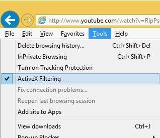 habilitar el filtrado activex