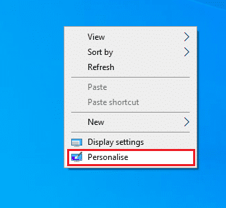 Ahora, haga clic derecho en el escritorio y seleccione la opción Personalizar.  Arreglar PUBG que no funciona en Windows 10
