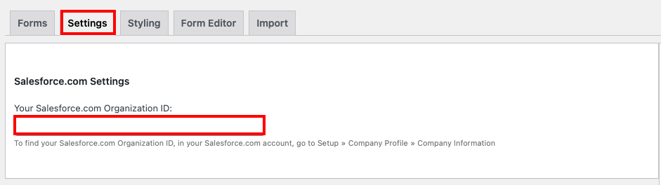 Salesforce web para ejecutar un complemento de wordpress