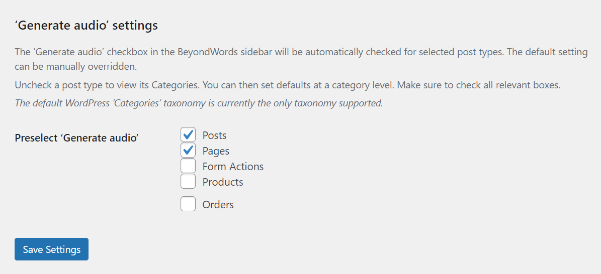 Configuración del complemento BeyondWords