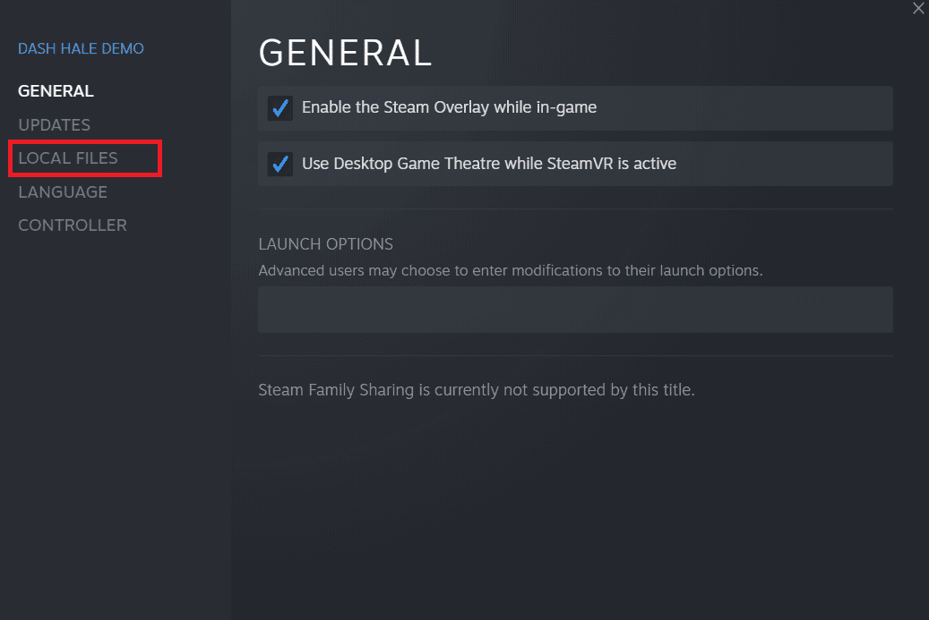 Ahora, haga clic en la opción ARCHIVOS LOCALES en el panel izquierdo. Arreglar Steam atascado en la preparación para el lanzamiento en Windows 10