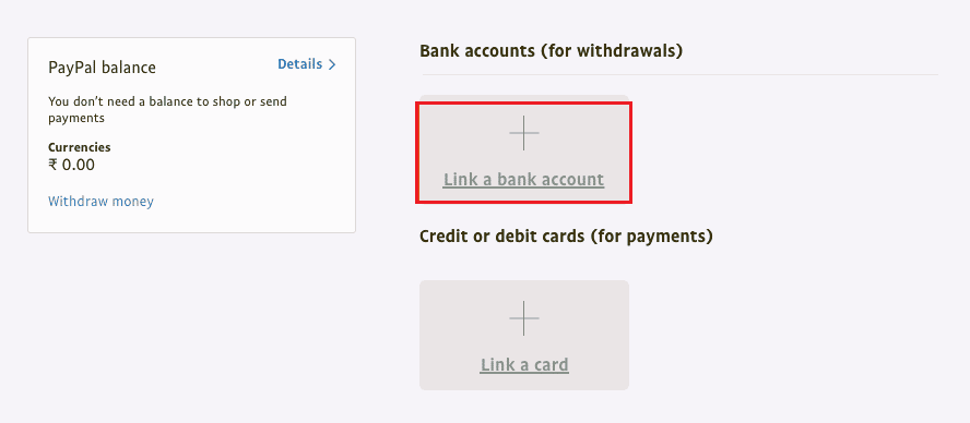 vincular un metodo de pago paypal