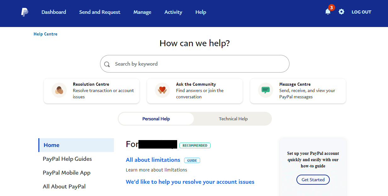 Póngase en contacto con el servicio de asistencia de PayPal.  Arreglar PayPal incapaz de procesar la solicitud