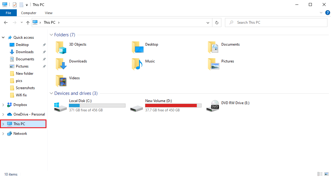 Seleccione Esta PC y haga clic derecho en la unidad donde se instaló Windows